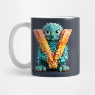 Cute Monster for Kids Alphabet Letter V Funny Back to School Mug